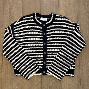 La Ligne Black and White Striped Cardigan